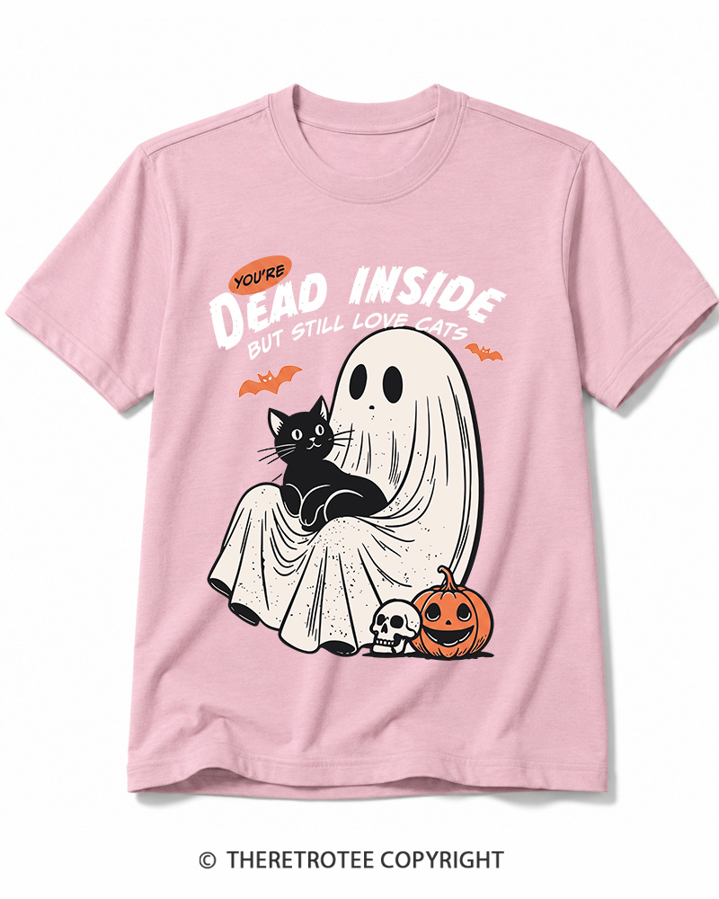 TheRetroTee You’re Dead Inside But Still Love Cats 1990s Cotton T-Shirt