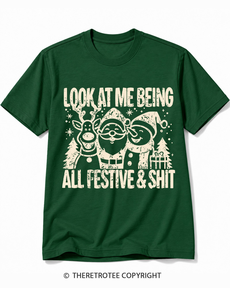 TheRetroTee Look At Me Being All Festive Vintage Cotton T-Shirt