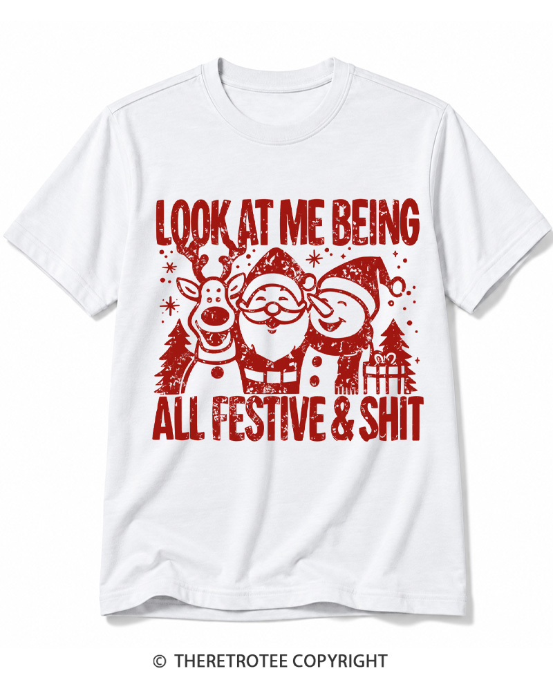 TheRetroTee Look At Me Being All Festive Vintage Cotton T-Shirt