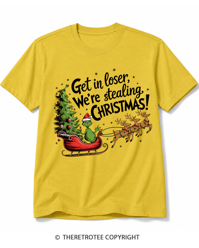 TheRetroTee Get in Loser We’re Stealing Christmas 1980s Cotton T-Shirt