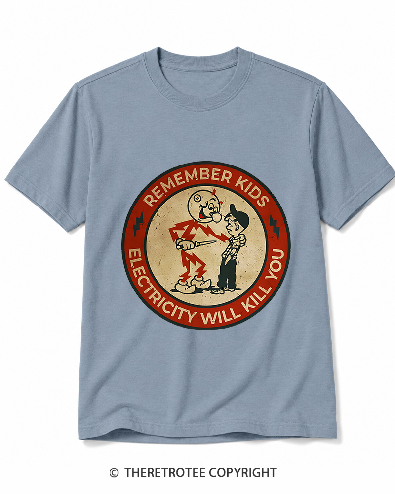 TheRetroTee Electricity Will Kill You Kids 1950s Cotton T-Shirt
