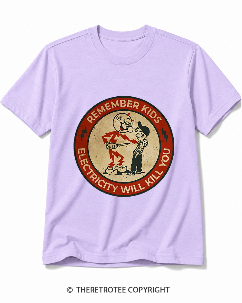 TheRetroTee Electricity Will Kill You Kids 1950s Cotton T-Shirt