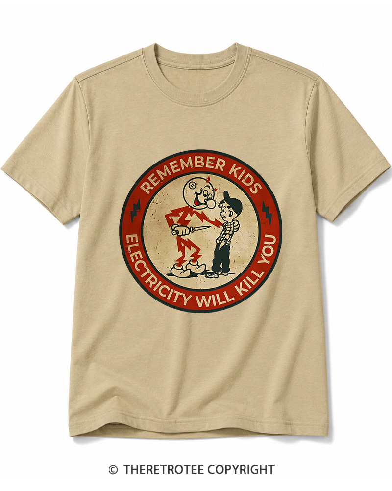 TheRetroTee Electricity Will Kill You Kids 1950s Cotton T-Shirt