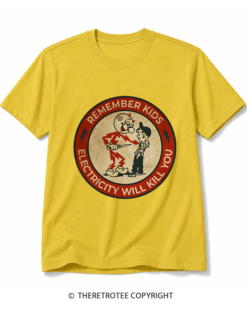 TheRetroTee Electricity Will Kill You Kids 1950s Cotton T-Shirt