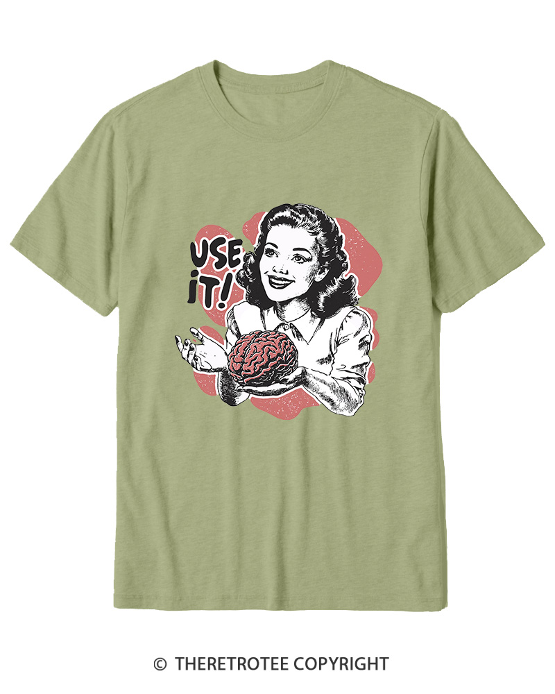 TheRetroTee Use Your Brain Sarcastic Vintage Cotton T-Shirt