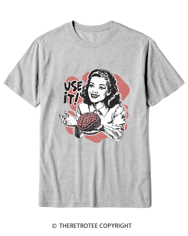 TheRetroTee Use Your Brain Sarcastic Vintage Cotton T-Shirt