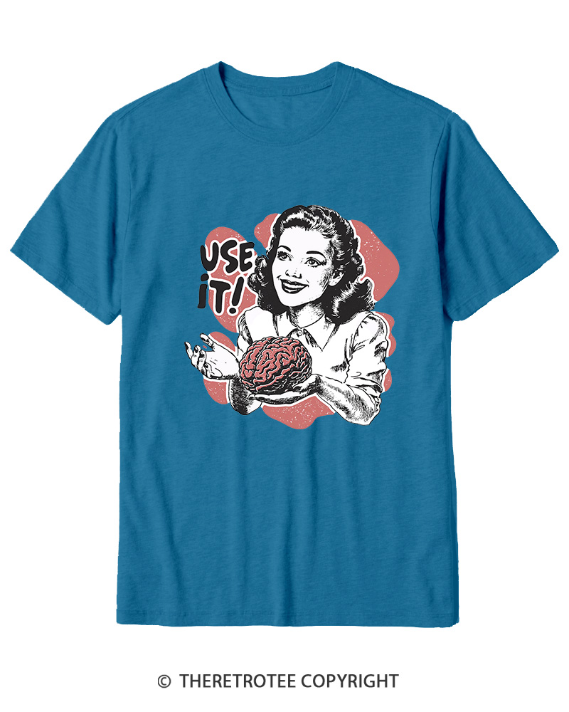 TheRetroTee Use Your Brain Sarcastic Vintage Cotton T-Shirt