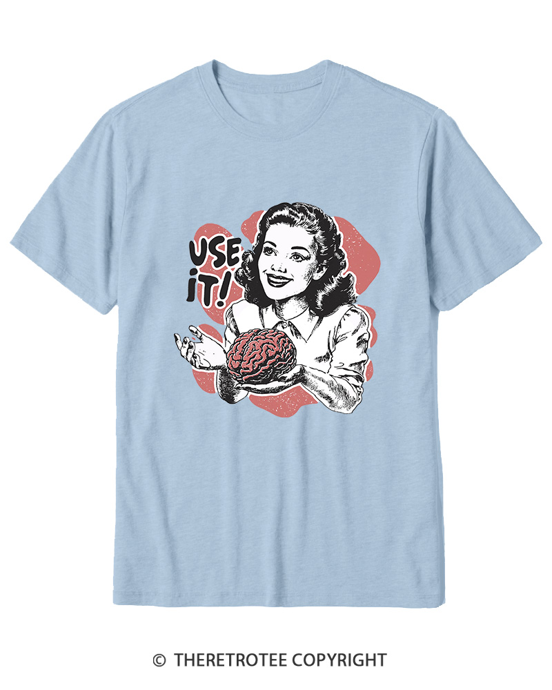 TheRetroTee Use Your Brain Sarcastic Vintage Cotton T-Shirt
