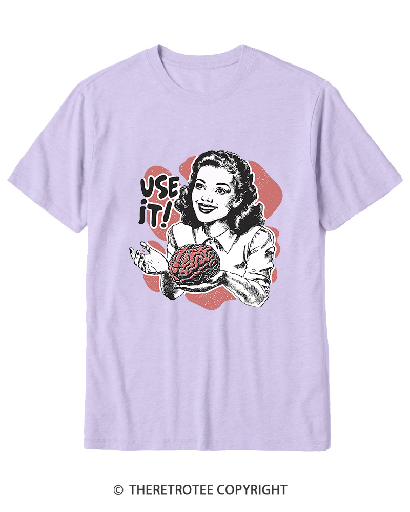 TheRetroTee Use Your Brain Sarcastic Vintage Cotton T-Shirt