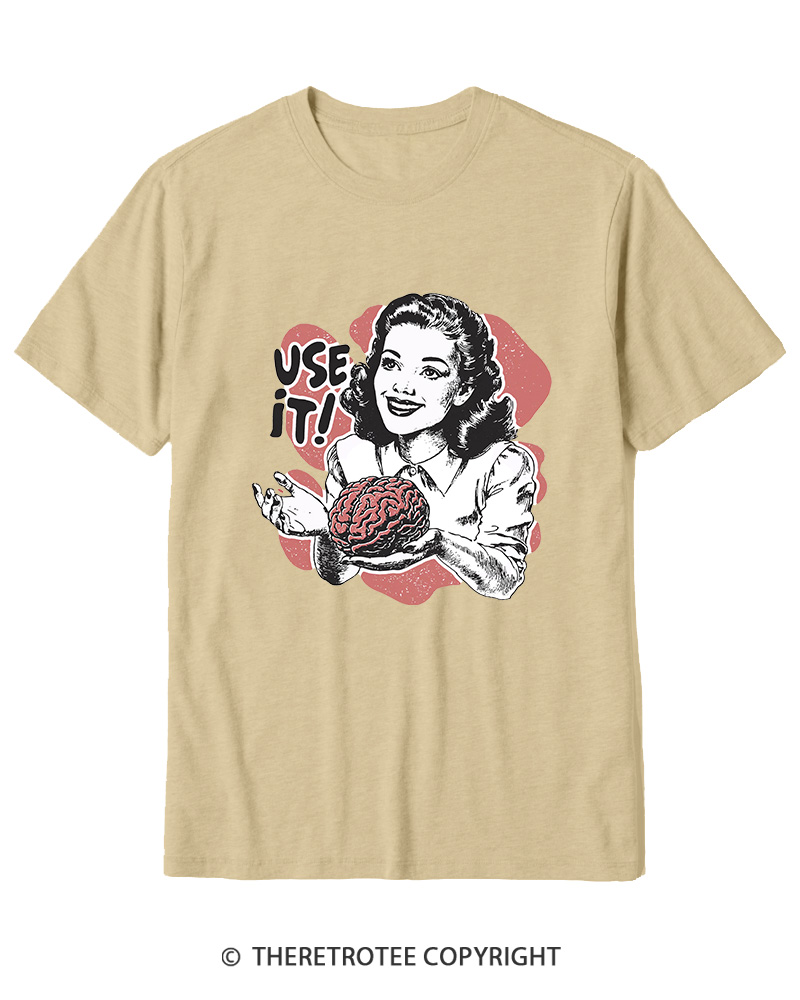 TheRetroTee Use Your Brain Sarcastic Vintage Cotton T-Shirt