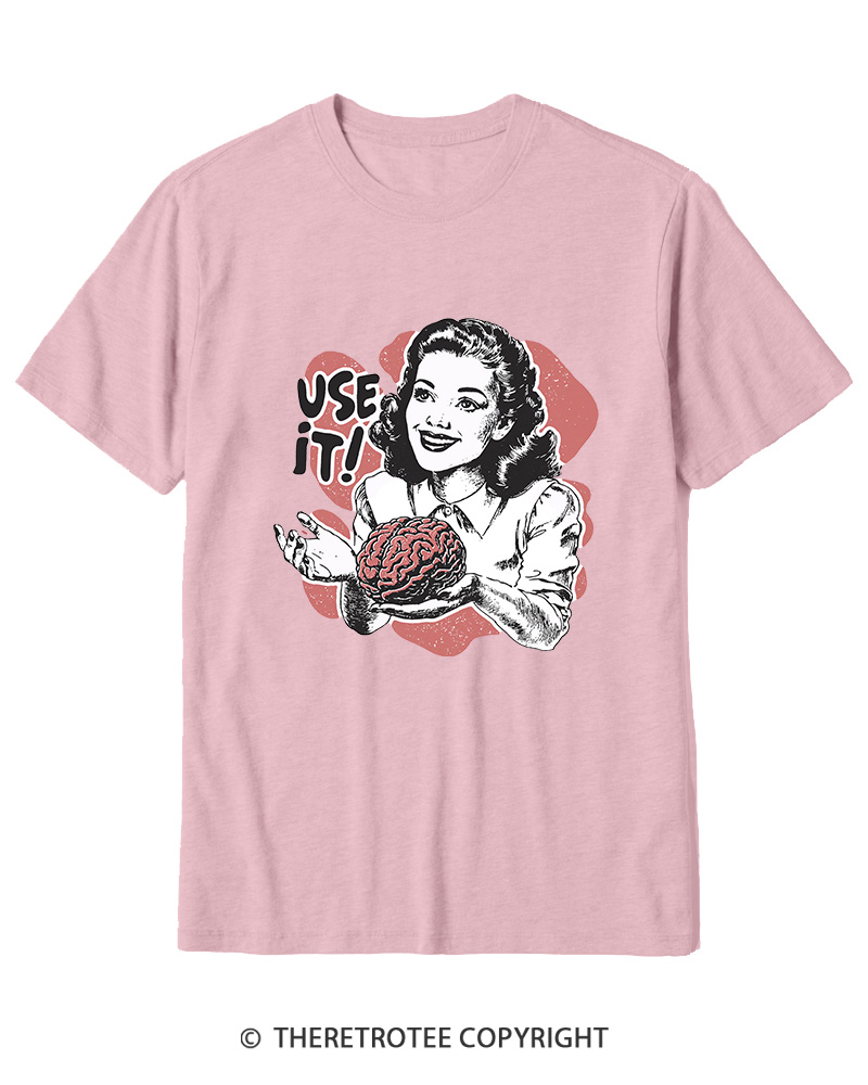 TheRetroTee Use Your Brain Sarcastic Vintage Cotton T-Shirt