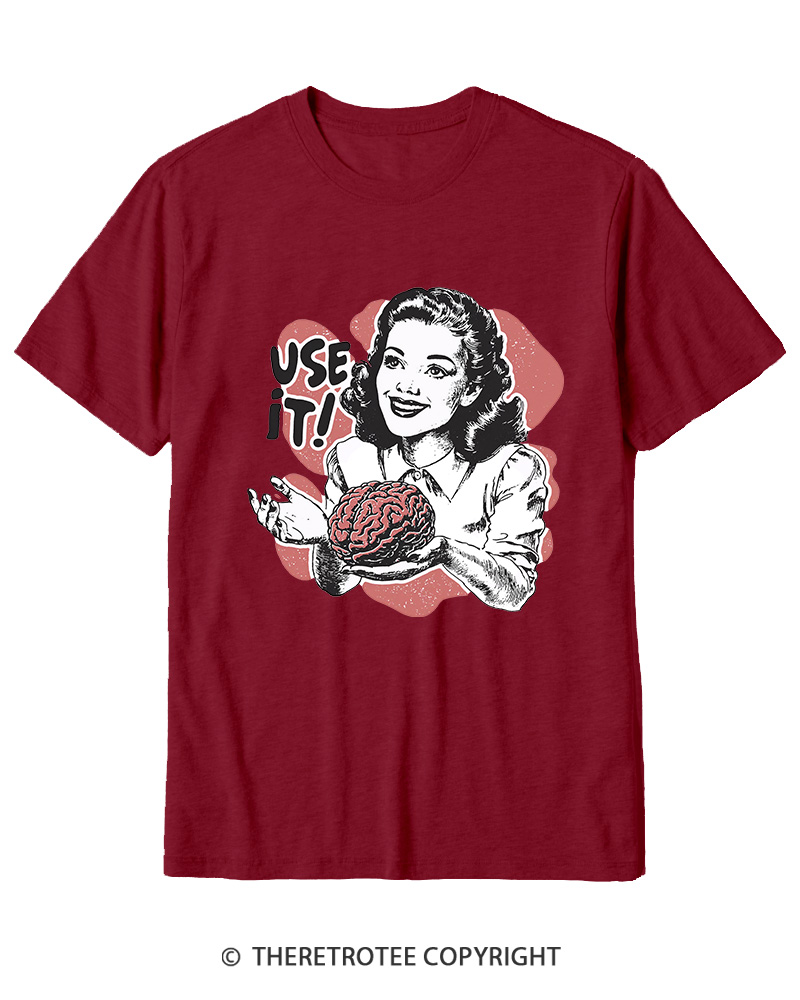 TheRetroTee Use Your Brain Sarcastic Vintage Cotton T-Shirt