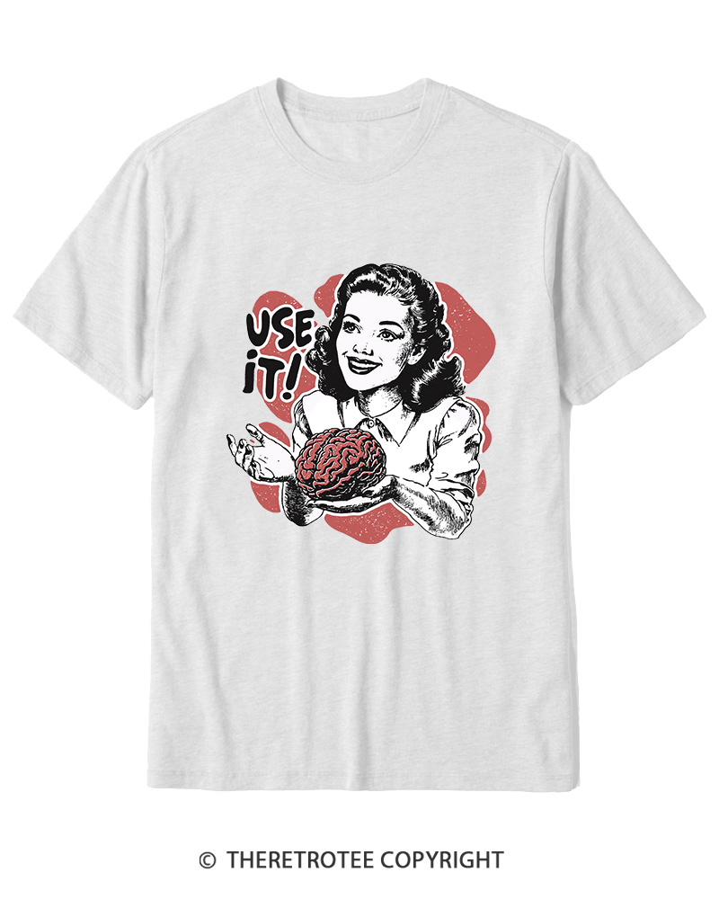 TheRetroTee Use Your Brain Sarcastic Vintage Cotton T-Shirt
