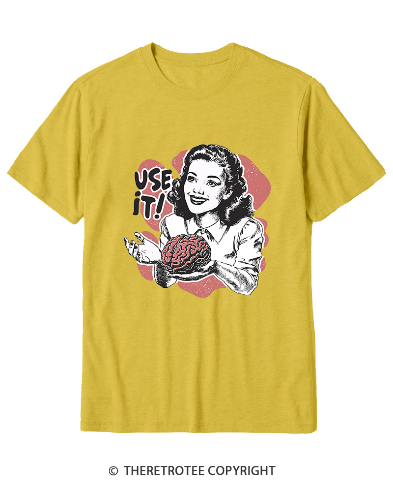 TheRetroTee Use Your Brain Sarcastic Vintage Cotton T-Shirt