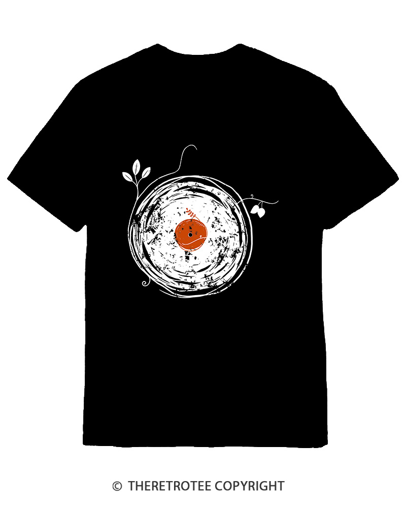 TheRetroTee Enchanting Vinyl Records 1970s Cotton T-Shirt
