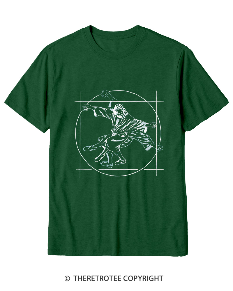 TheRetroTee Vitruvian Dude Blue Big Lebowski The Dude Tai Chi Cotton T-Shirt