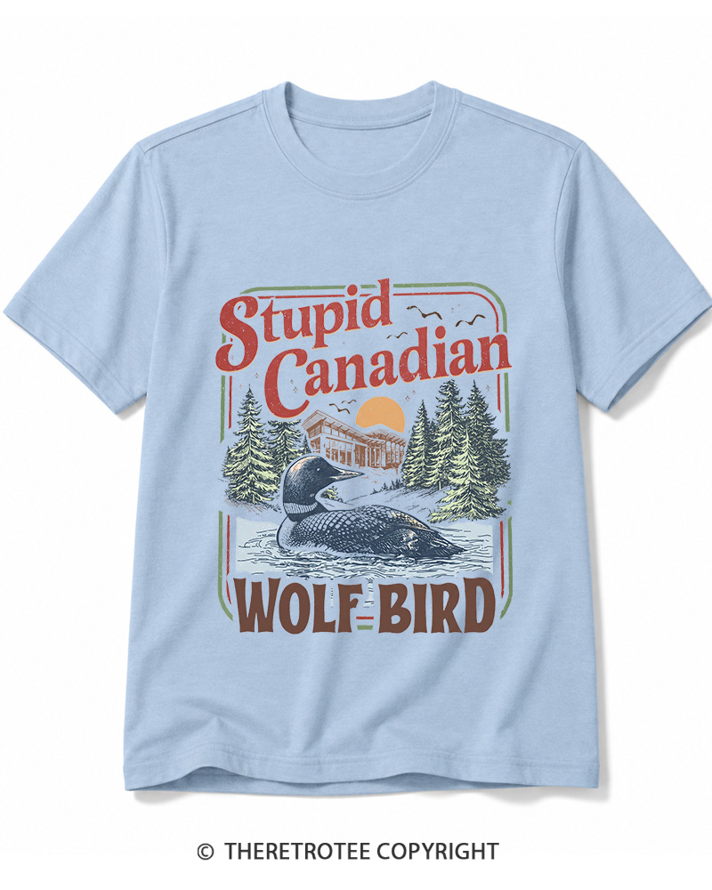 TheRetroTee Stupid Canadian Wolf Bird 1980s Cotton T-Shirt