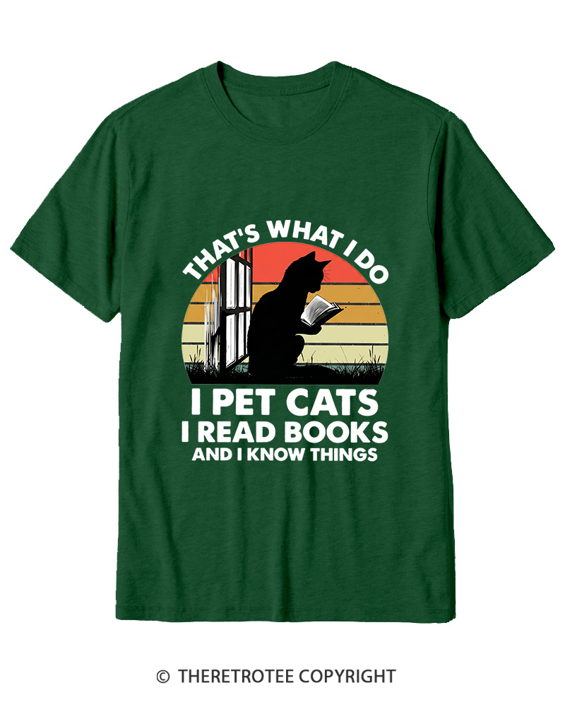 TheRetroTee That's What I Do I Pet Cats I Read Books Vintage Graphic Cotton T-Shirt