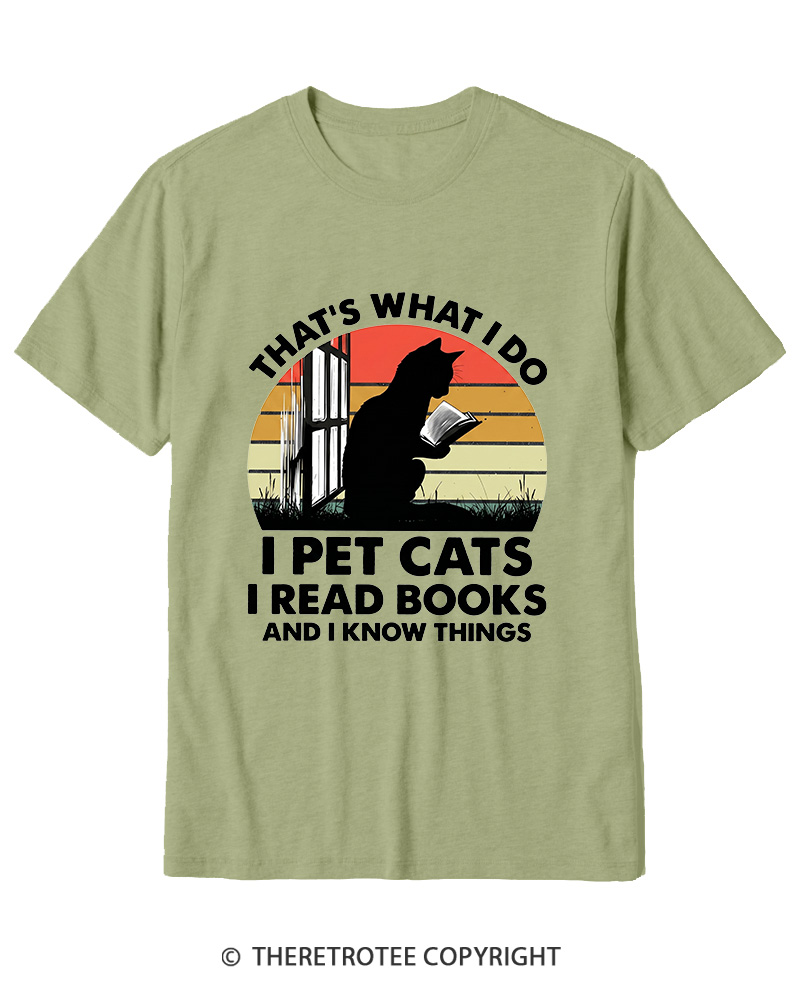 TheRetroTee That's What I Do I Pet Cats I Read Books Vintage Graphic Cotton T-Shirt