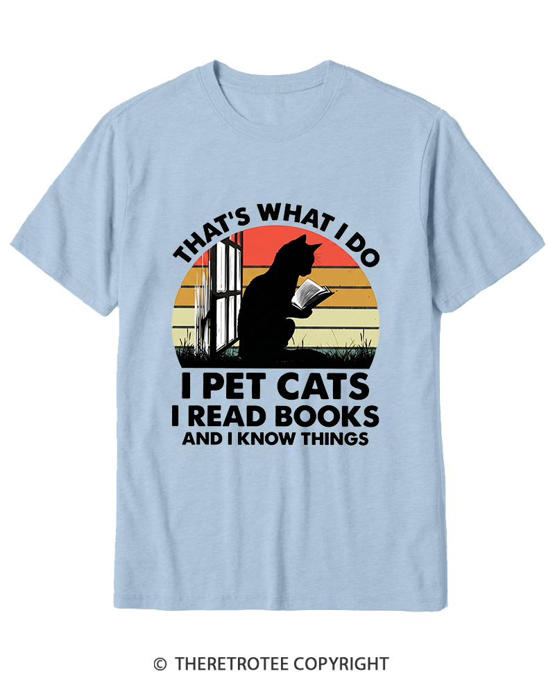 TheRetroTee That's What I Do I Pet Cats I Read Books Vintage Graphic Cotton T-Shirt