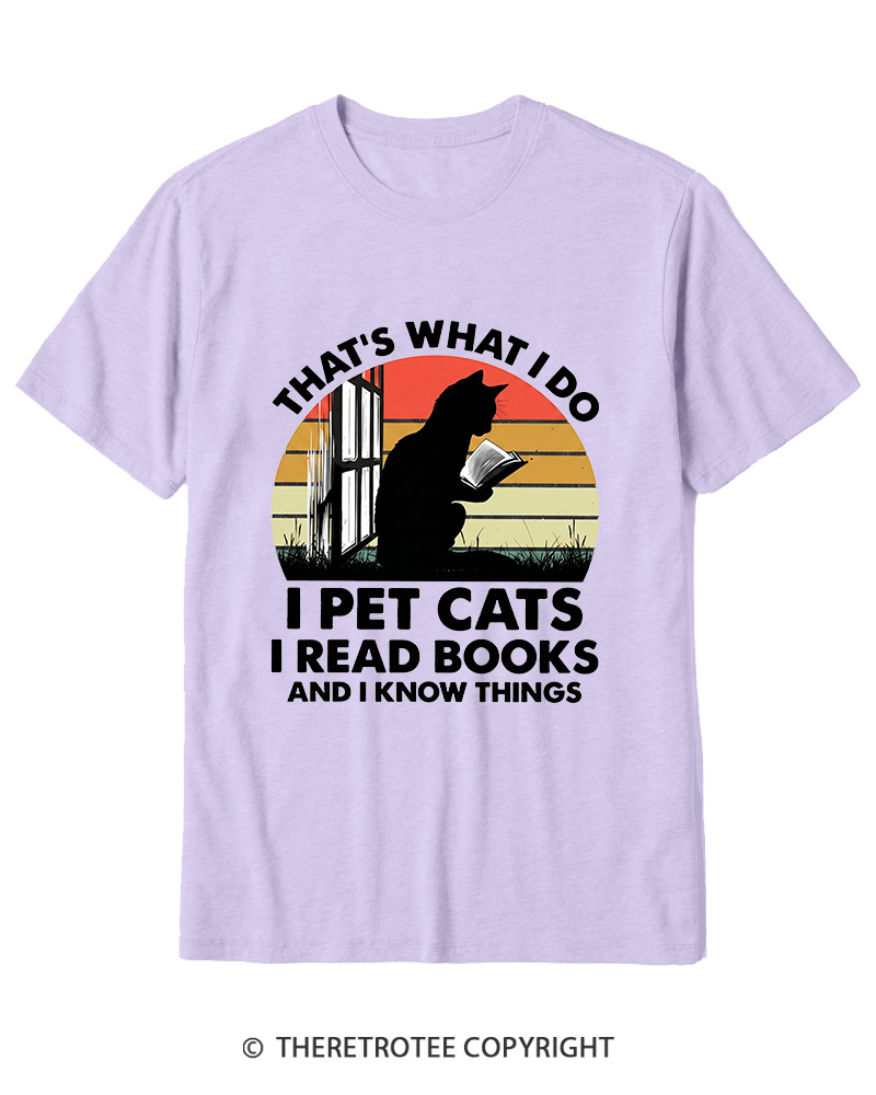 TheRetroTee That's What I Do I Pet Cats I Read Books Vintage Graphic Cotton T-Shirt
