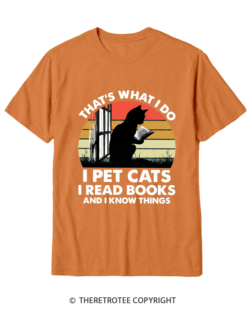 TheRetroTee That's What I Do I Pet Cats I Read Books Vintage Graphic Cotton T-Shirt