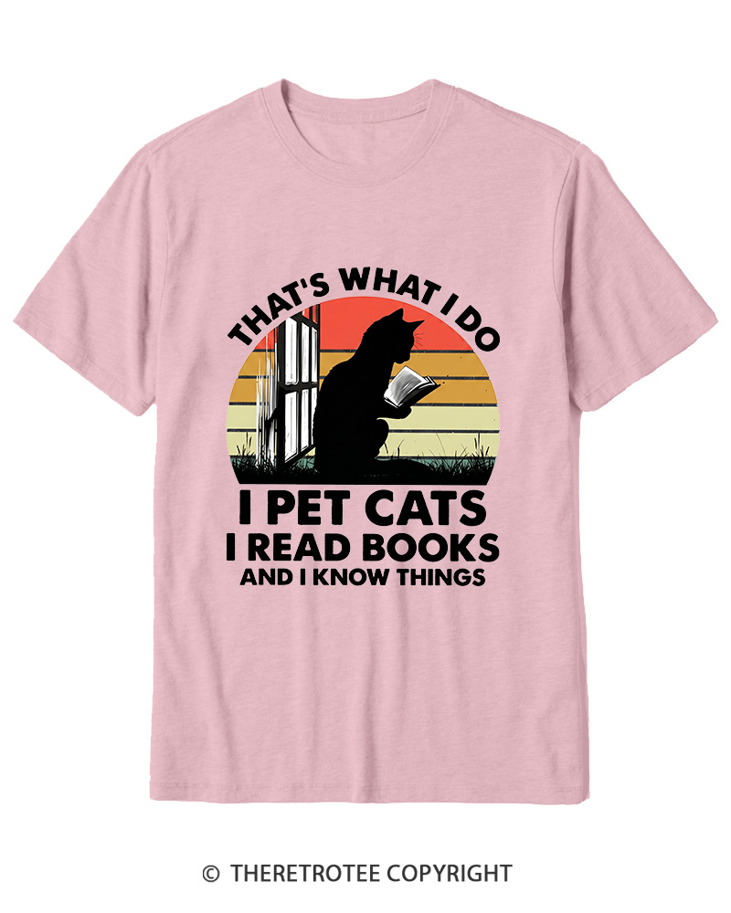 TheRetroTee That's What I Do I Pet Cats I Read Books Vintage Graphic Cotton T-Shirt