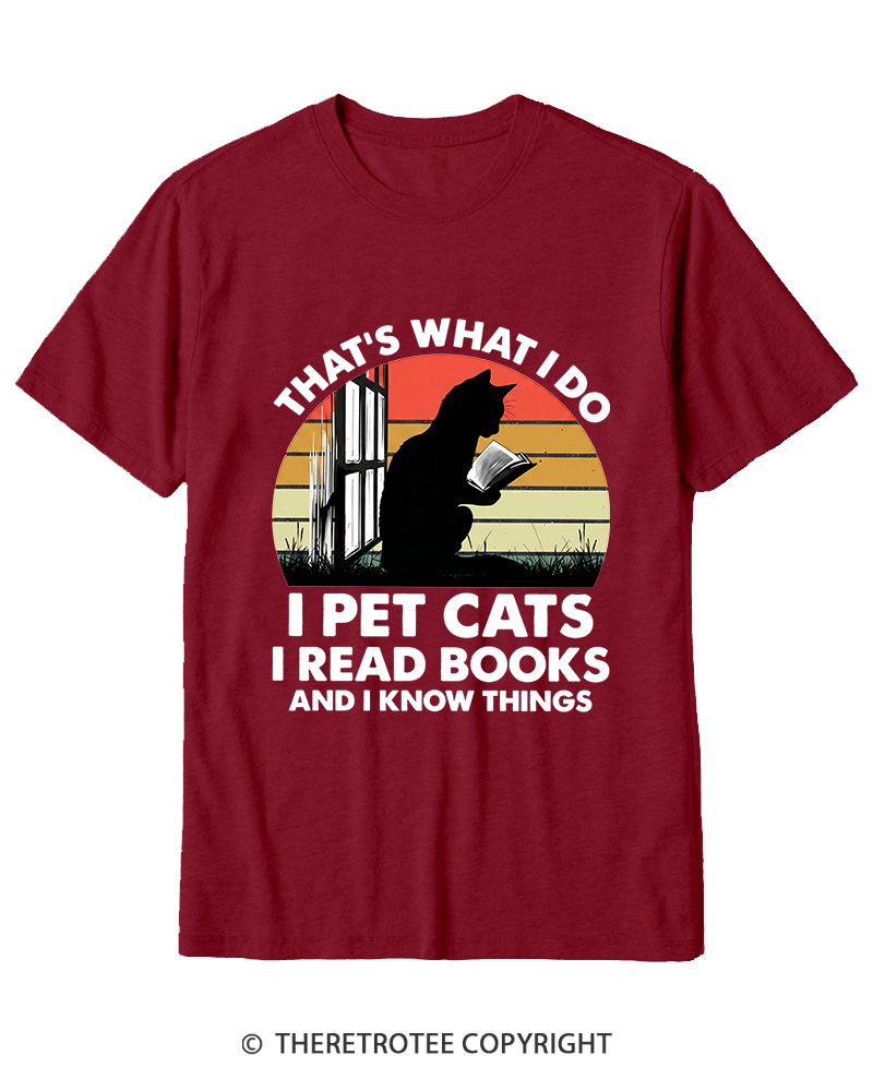 TheRetroTee That's What I Do I Pet Cats I Read Books Vintage Graphic Cotton T-Shirt