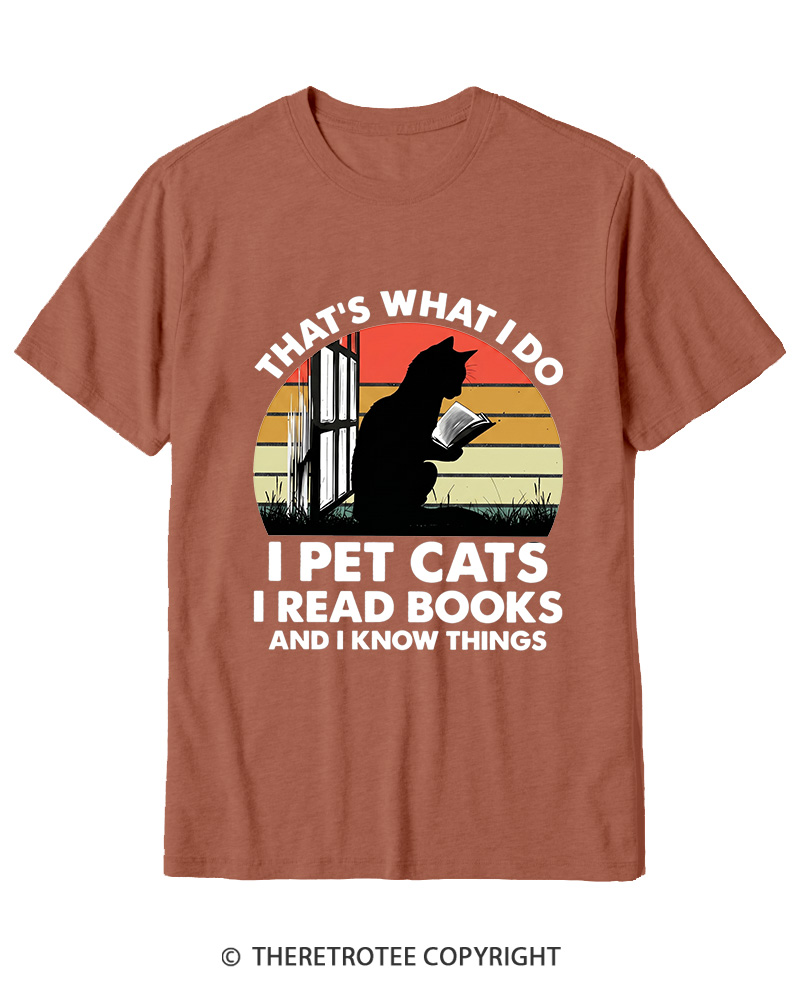 TheRetroTee That's What I Do I Pet Cats I Read Books Vintage Graphic Cotton T-Shirt