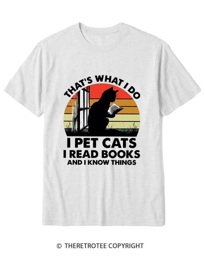 TheRetroTee That's What I Do I Pet Cats I Read Books Vintage Graphic Cotton T-Shirt
