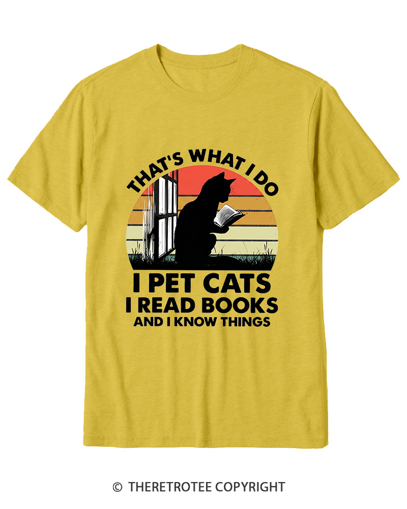 TheRetroTee That's What I Do I Pet Cats I Read Books Vintage Graphic Cotton T-Shirt