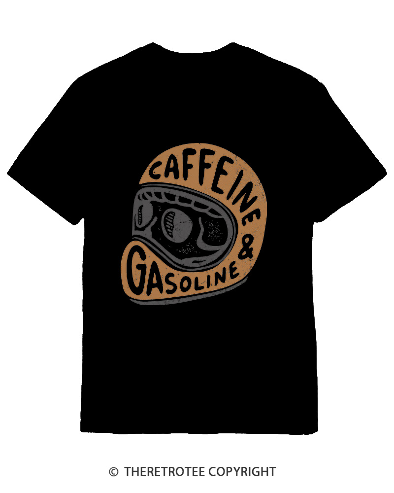 TheRetroTee Caffeine & Gasoline 1980s Cotton T-Shirt