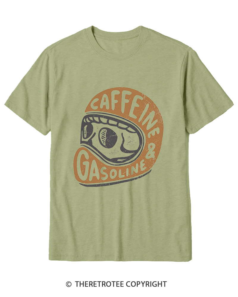 TheRetroTee Caffeine & Gasoline 1980s Cotton T-Shirt