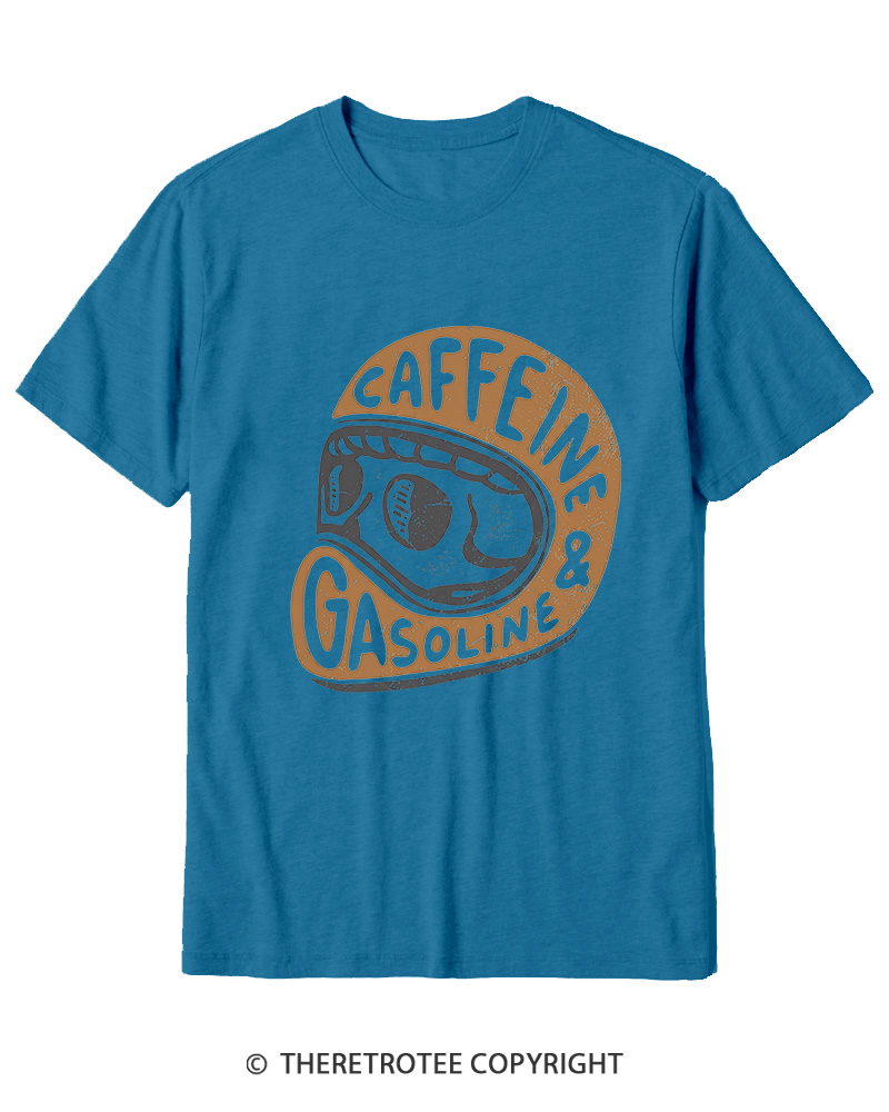 TheRetroTee Caffeine & Gasoline 1980s Cotton T-Shirt