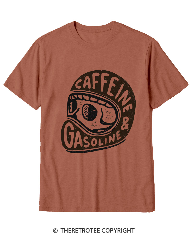 TheRetroTee Caffeine & Gasoline 1980s Cotton T-Shirt