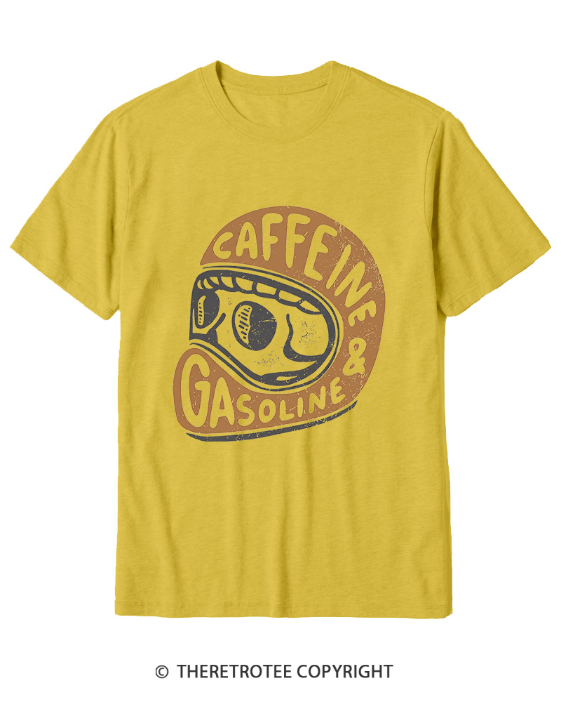 TheRetroTee Caffeine & Gasoline 1980s Cotton T-Shirt