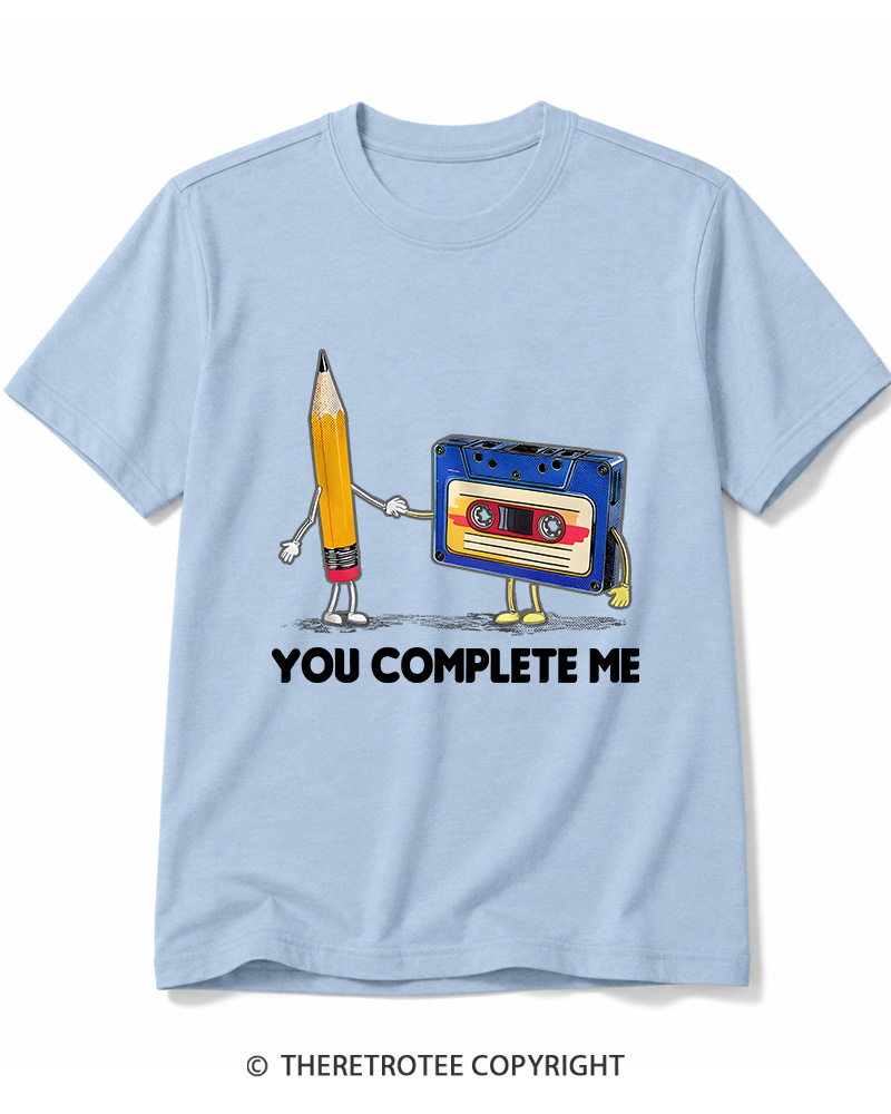 TheRetroTee You Complete Me Pencil & Cassette 1980s Cotton T-Shirt