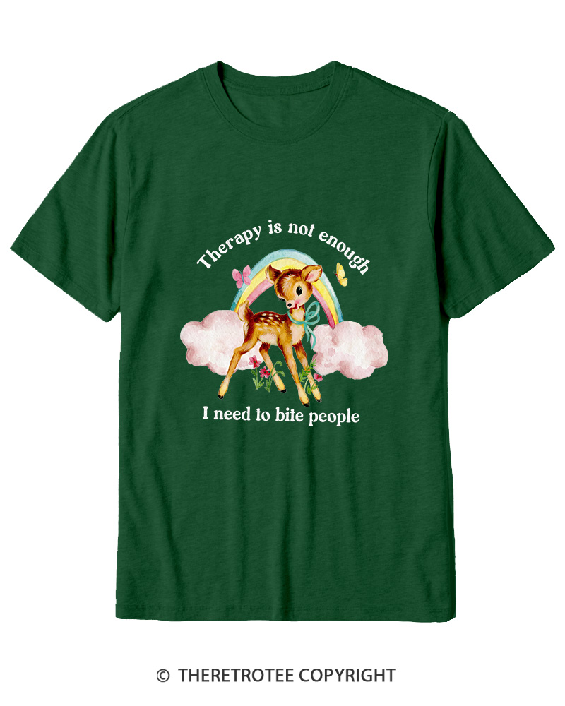 TheRetroTee Therapy Is Not Enough I Need To Bite People 1970s Cotton T-Shirt