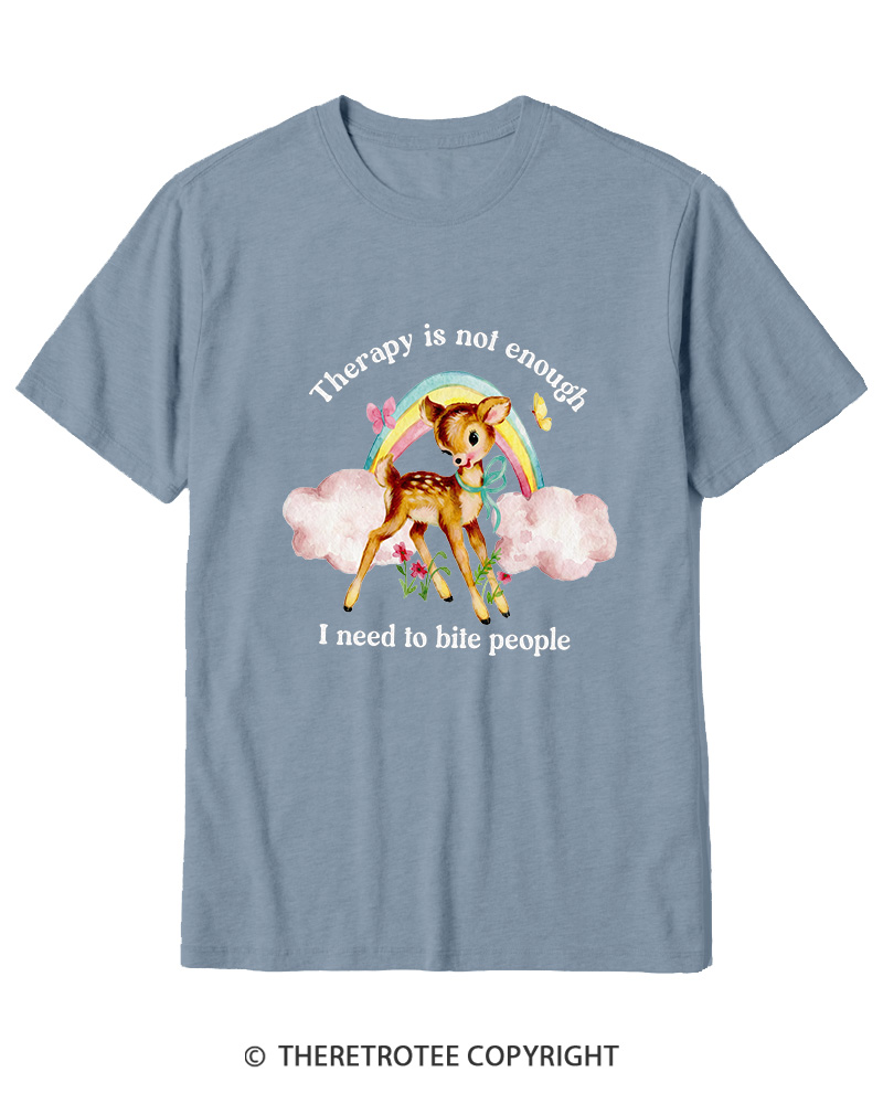 TheRetroTee Therapy Is Not Enough I Need To Bite People 1970s Cotton T-Shirt