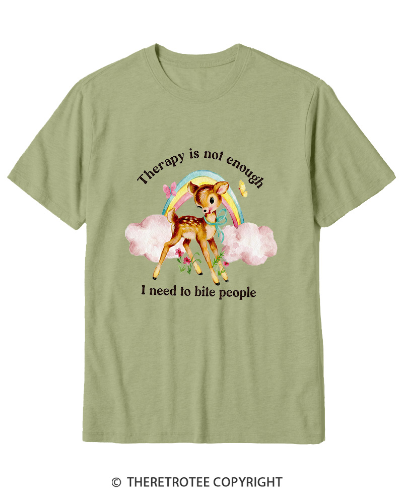 TheRetroTee Therapy Is Not Enough I Need To Bite People 1970s Cotton T-Shirt