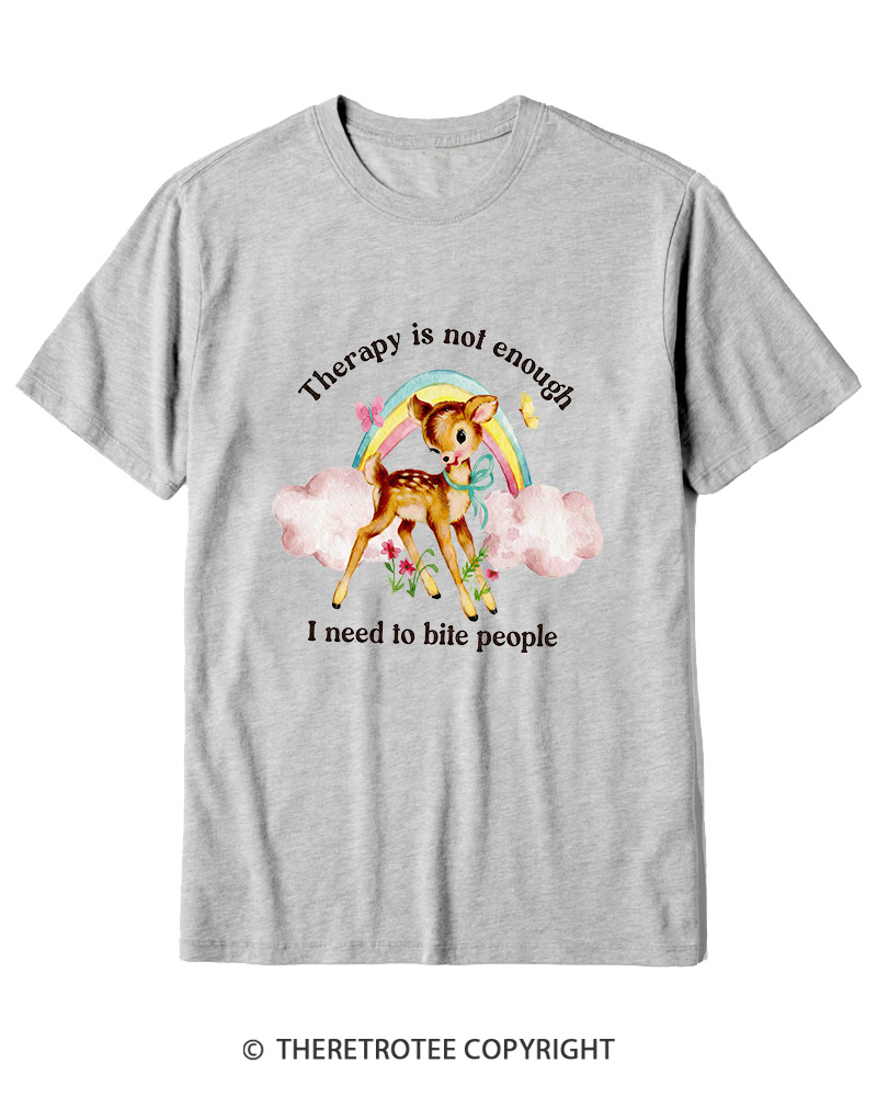 TheRetroTee Therapy Is Not Enough I Need To Bite People 1970s Cotton T-Shirt