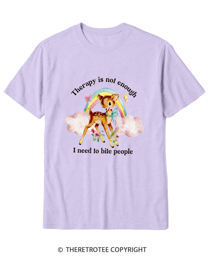 TheRetroTee Therapy Is Not Enough I Need To Bite People 1970s Cotton T-Shirt