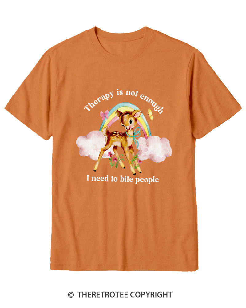 TheRetroTee Therapy Is Not Enough I Need To Bite People 1970s Cotton T-Shirt