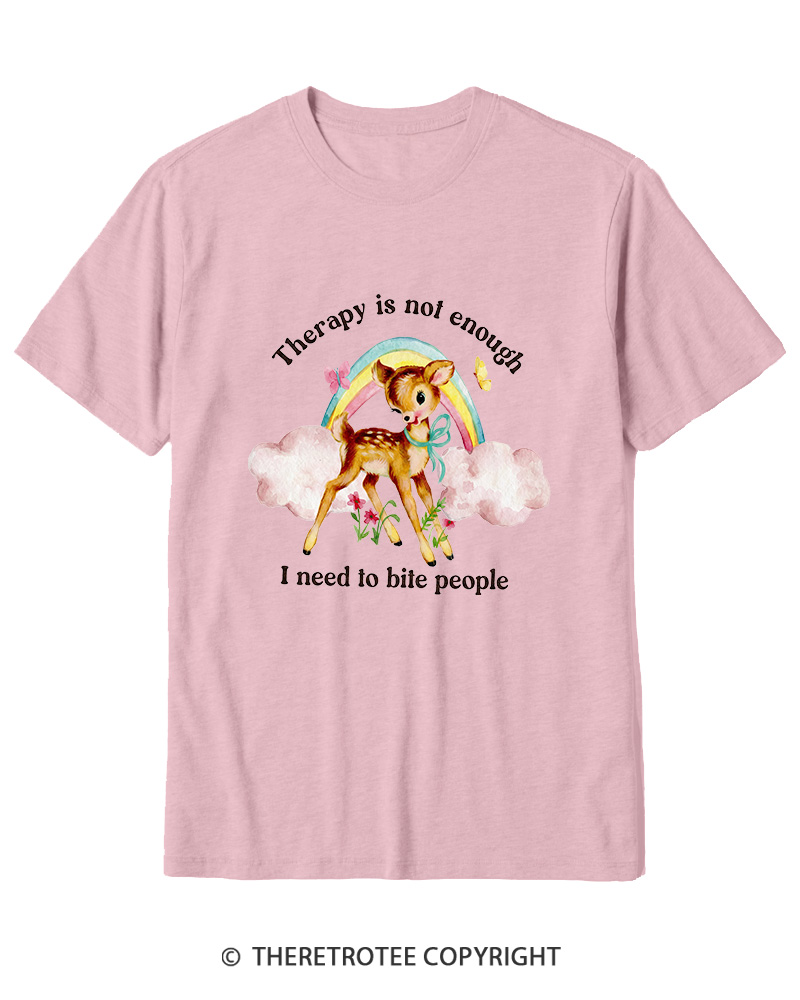 TheRetroTee Therapy Is Not Enough I Need To Bite People 1970s Cotton T-Shirt