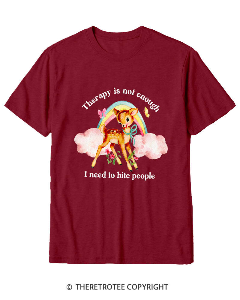 TheRetroTee Therapy Is Not Enough I Need To Bite People 1970s Cotton T-Shirt