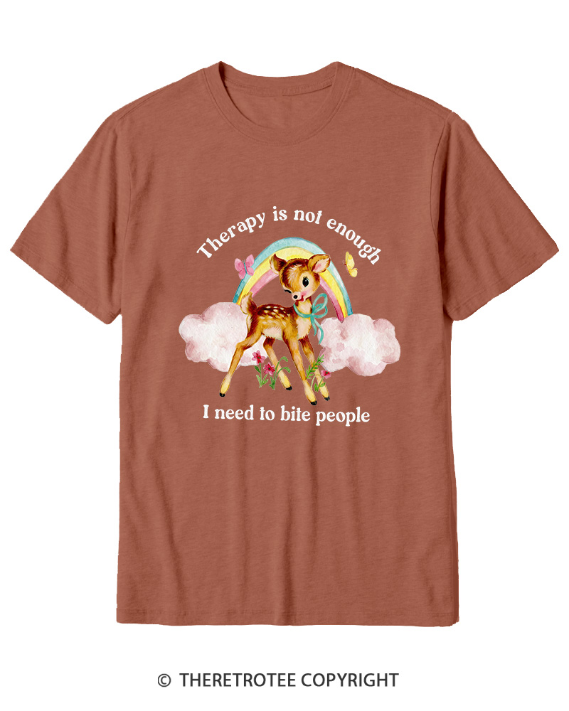 TheRetroTee Therapy Is Not Enough I Need To Bite People 1970s Cotton T-Shirt