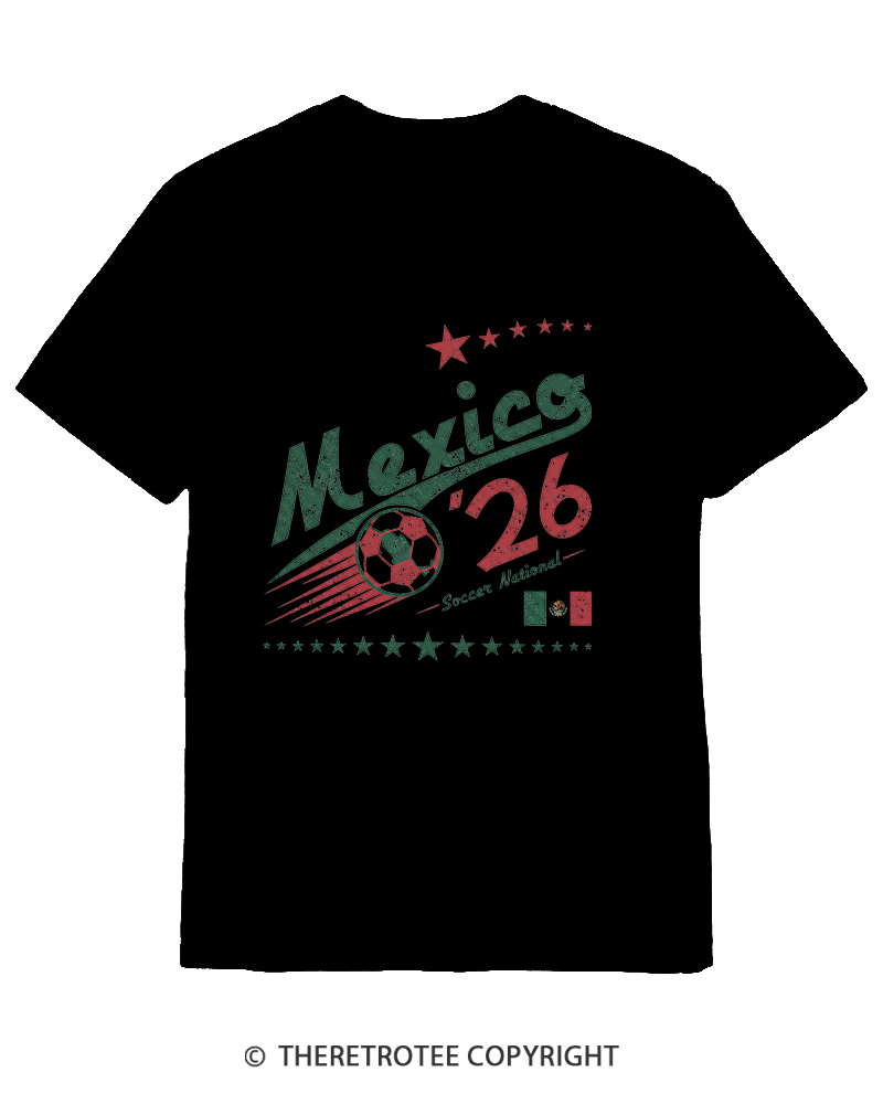 TheRetroTee Retro Mexico Soccer World 1990s Cotton T-Shirt