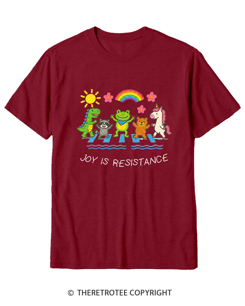 TheRetroTee Joy Is Resistance 1990s Cotton T-Shirt