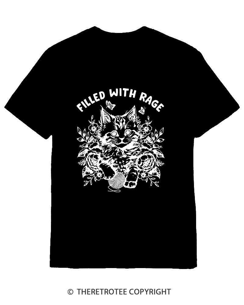 TheRetroTee Filled With Rage Funny Cat Cotton T-Shirt