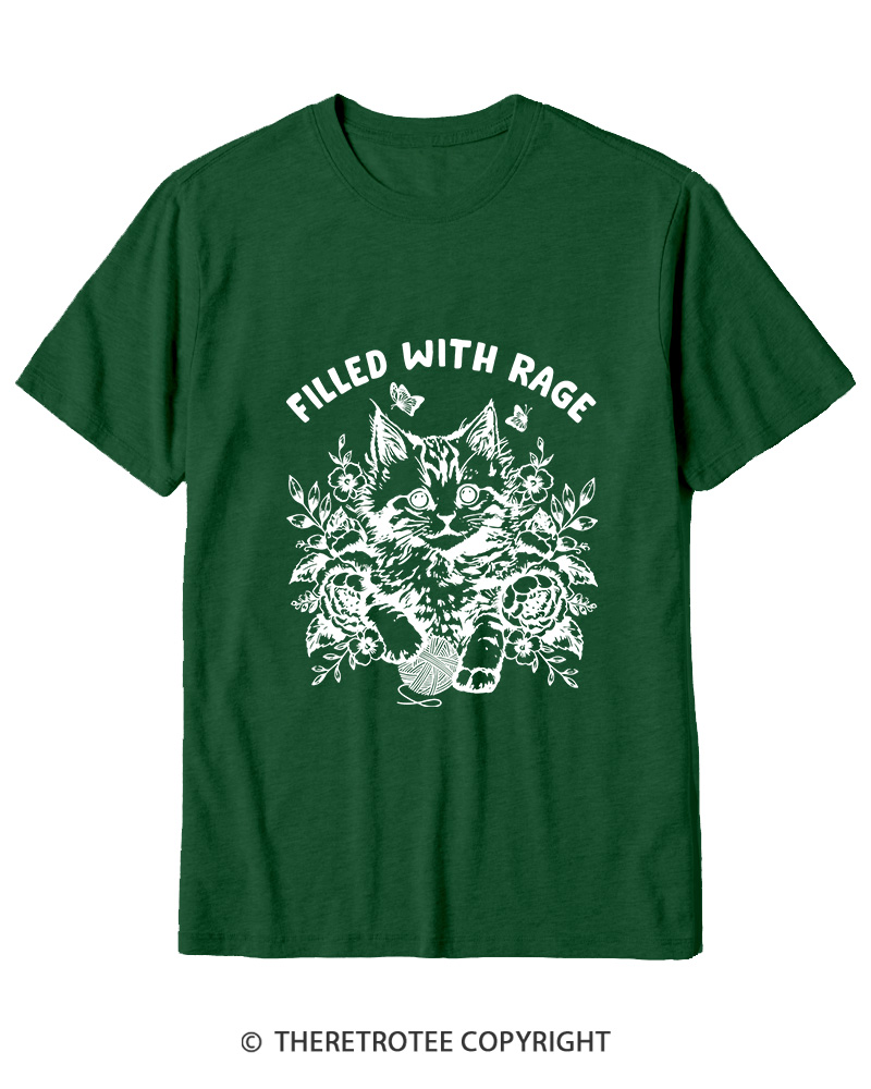 TheRetroTee Filled With Rage Funny Cat Cotton T-Shirt